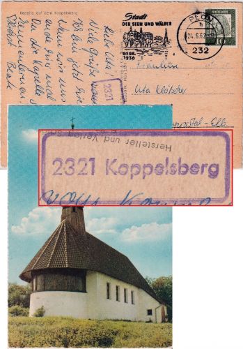 BRD - 2321 Koppelsberg Poststelle I Ra1 Ansichtskarte Plön - Wuppertal 1962