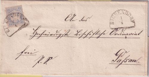 Bayern - 7 Kr. Wappen gez. Briefhülle HKS Eichendorf 1/5 - Passau