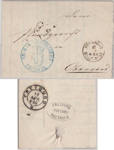 Baden - Freiburg Postablage Oberried Gerichtsbrief Freiburg - Oberried 1870