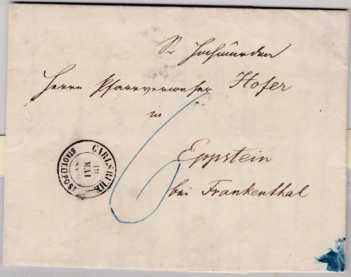 Baden/Bayern - Carlsruhe Stadtpost 19. MAI K2 Portobrief 1860
