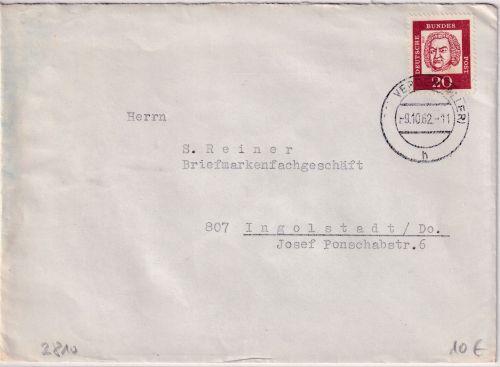 BRD - Verden (Aller) 9.10.62 aptierter Tagesstempel Brief n. Ingolstadt