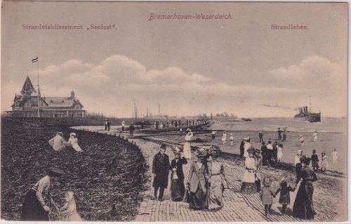 Bremen - Bremerhaven-Weserdeich Strandleben sw-AK ungelaufen ca. 1910