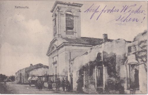 Frankreich/Meuse/Grand Est - Hattonville zerstörte Ortschaft sw-AK/Feldpost 1915