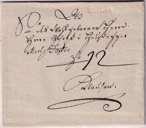 Österreich - Hall 1837 roter L1 12 Kr. Francobrief n. Klausen - mit Inhalt