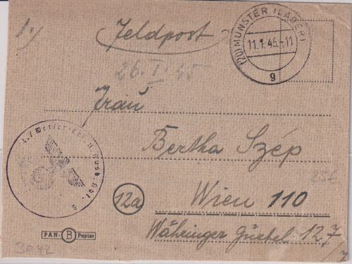 DR - (20) Munster (Lager) 11.1.45 Feldpostbrief Werfer-Ers.Abt. 5 (Nebelwerfer)