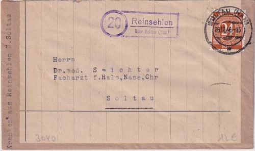 All.Bes. - (20) Reinsehlen ü. Soltau Landpost-Ra2 Brief n. Soltau 1946