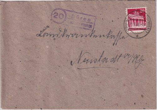 Bizone - (20) Büren ü. Neustadt a/R. Landpost-Ra2 Brief n. Neustadt a/R 1948