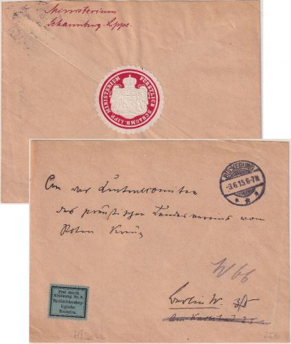 DR - Bückeburg 1915 Frei d. Ablösung Nr. 8 Dienstbrief n. Berlin