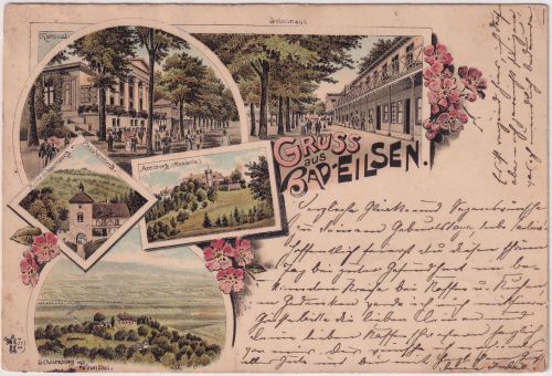 Niedersachsen - Bad Eilsen Kursaal Arenburg etc. farb. Mehrbildlitho 1895