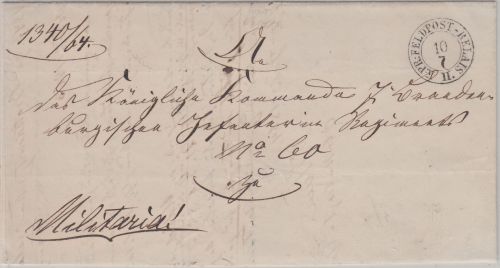 Schleswig-Holstein - K.Pr.Feldpost-Relais II 10/7 K2 Militariabrief 1864 Inhalt!