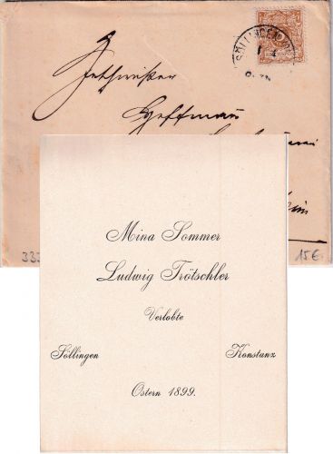 DR - Söllingen 1899 K1 Drucksache/Verlobungskarte n. Tauberbischofsheim
