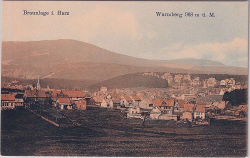 Niedersachsen - Braunlage i. Harz farb. Ortsansicht ungelaufen 1912