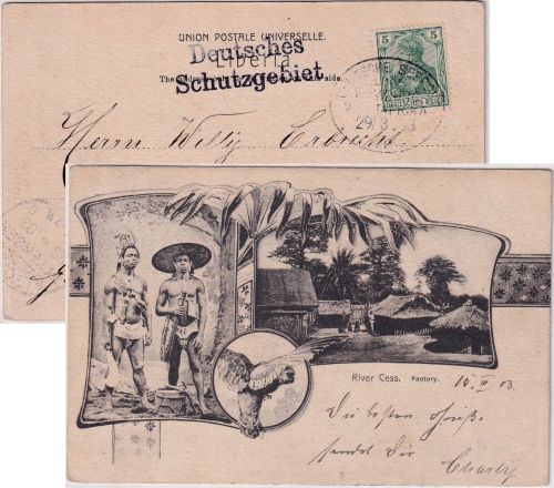 DSWA Dt. Seepost Hamburg Westafrika L2 Deutsches Schutzgebiet AK River Cess 1903
