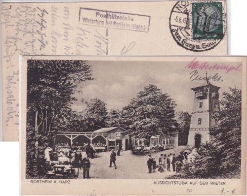 DR - Wieterturm b. Northeim Posthilfstelle Ra2 Ansichtskarte n. Wildemann 1935