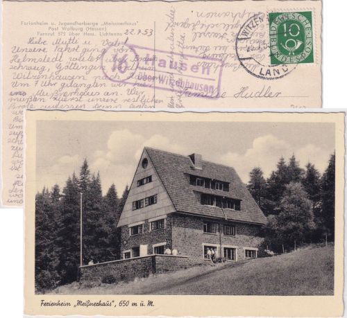 BRD - (16) Hausen ü. Witzenhausen Landpost-Ra2 Karte n. Berlin 1953