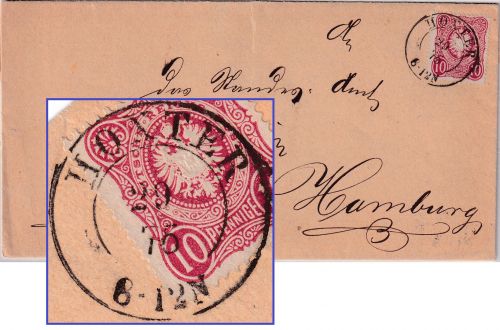 DR - Höxter 1875 nachv. preuss. K2 Brief n. Hamburg - ohne Inhalt