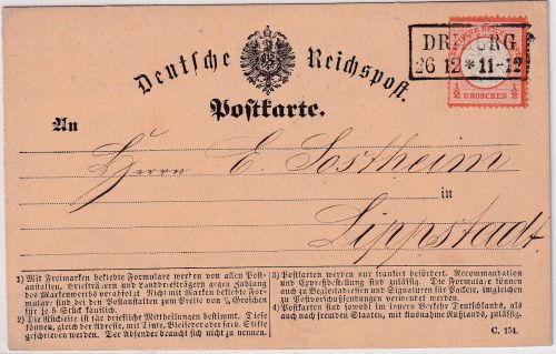DR - 1/2 Gr. gr. Brustschild Ra2 Drieburg 26/12 Karte n. Lippstadt