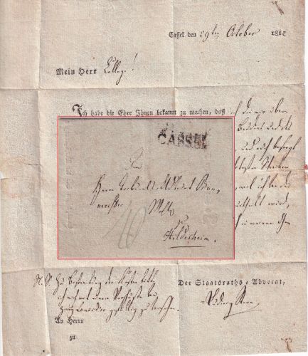 Th&T/Kgr. Westphalen - Cassel L1 Portobrief n. Hildesheim 1812 - mit Inhalt