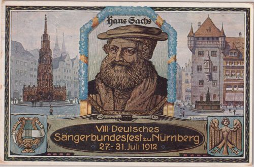 Bayern - Nürnberg VIII. Dt. Sängerbundesfest 5 Pfg Privatganzsache gelaufen 1912