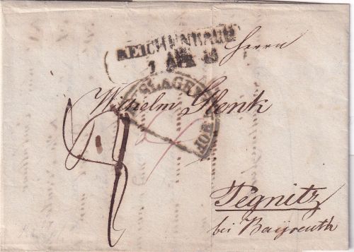 Sachsen/Bayern - Reichenbach 1845 Ra2 Auslagenbrief (Hof) n. Pegnitz