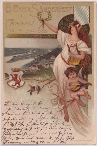 Bayern - Passau 8. Bayer. Sängerfest 5 Pfg Privatganzsache 1898
