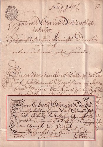 Sachsen - Leipzig 1746 Schnörkelbrief n. Zettlitz - m. dreiseitigem Inhalt