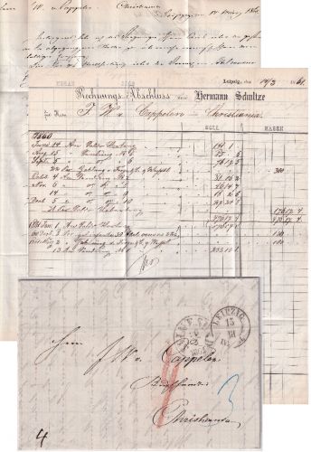 Sachsen/Norwegen - Leipzig 1861 K2 Portobrief n. Christiania (Oslo) - mit Inhalt