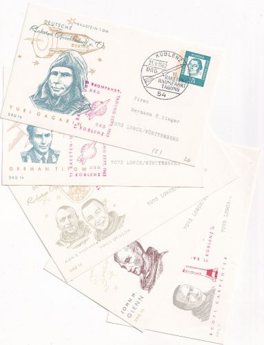 Berlin - Hermann Oberth Gesellschaft 5 Bausteinkarten Privatganzsachen 1962