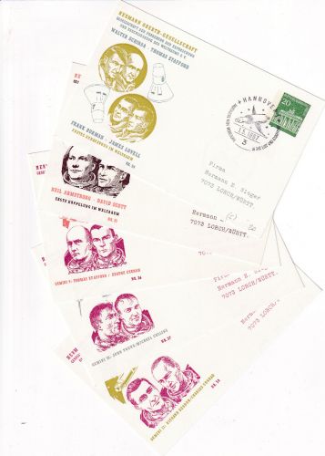 Berlin - Hermann Oberth Gesellschaft 5 Bausteinkarten Privatganzsachen 1967