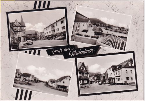 Hessen - Gladenbach Ortsansichten sw-Mehrbild-Foto-AK gelaufen 1968