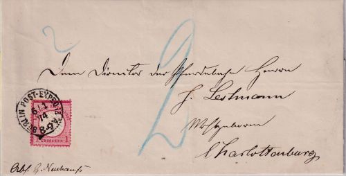 DR - 1 Gr. gr. Brustschild Brief K1 Berlin Post-Exped. 13 - Charlottenburg 1874