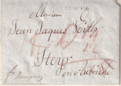 Schweiz/Österreich - Genf 1813 Grenzfrankobrief (Innsbruck) n. Steyr - m. Inhalt