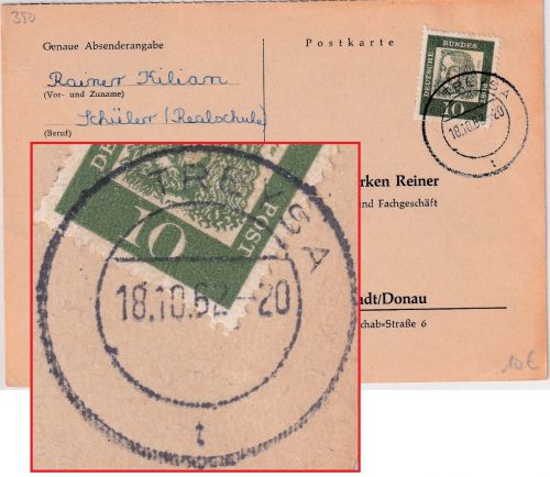 BRD - Treysa 1962 aptierter Tagesstempel Karte n. Ingolstadt