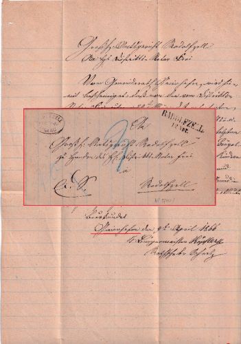 Baden - Radolfzell Postablage Iznang Dienstbrief 1866 3 Kr. Nachporto