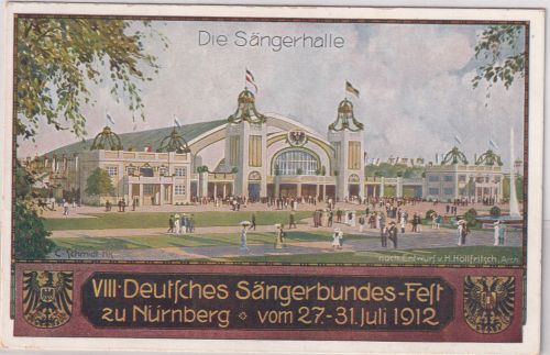 Bayern - Nürnberg VIII. Dt. Sängerbundesfest 5 Pfg Privatganzsache 1912