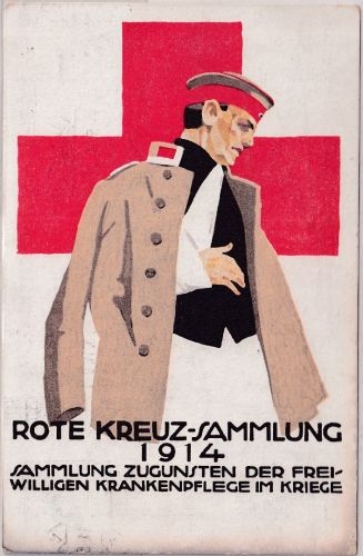 Bayern - Rote Kreuz-Sammlung 1914 5 Pfg Privatganzsache gelaufen München 1914