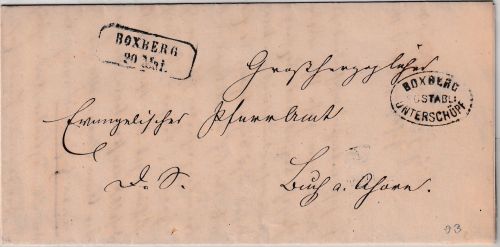 Baden - Boxberg Postablage Unterschüpf Dienstbrief n. Buch a. Ahorn 1867