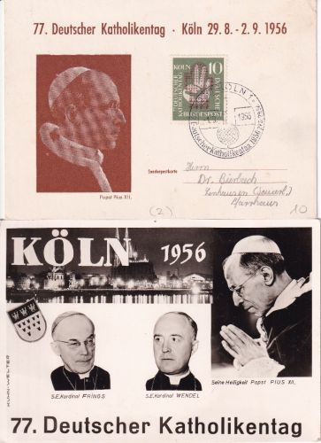 BRD - 77. Dt. Katholikentag 2 Sonderkarten je mit SST 1956