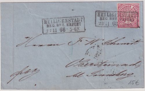 NDP - Heiligenstadt Reg.Bez. Erfurt 23/11 68 Ra3 Brief n. Obersteinach