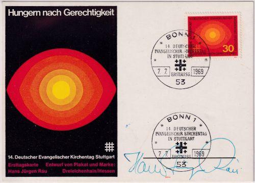 BRD - 14. Evangel. Kirchentag Sonderkarte/FDC mit OU d. Entwerfers 1969
