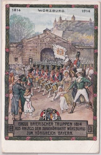 Bayern - Würzburg 100 J. Zugehörigkeit 5 Pfg Privatganzsache Würzburg 3 1914