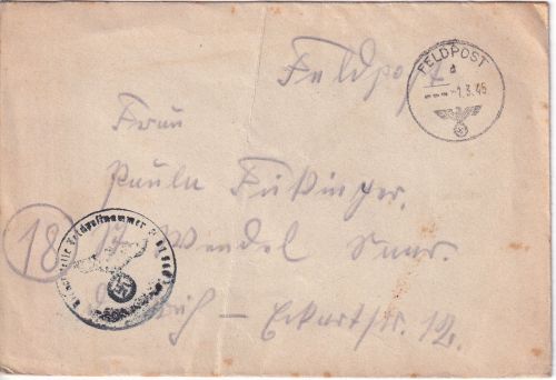 DR - Fp.Nr. L011566 (3.Bttr.le.Flak-Abt. 740 Stavanger/NORWEGEN) Fp-Brief 1.3.45