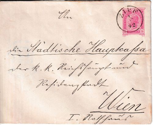 Österreich - Zipf 1.3.92 kl. K1 5 H. Ganzsachenumschlag n. Wien
