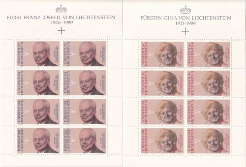 Liechtenstein - Fürstenpaar Todestag Kleinbogensatz postfrisch/MNH 1990