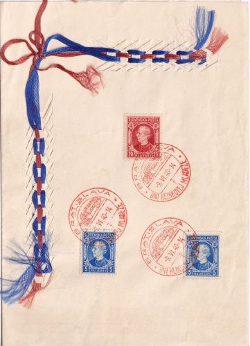 Slowakei - Bratislava 1940 Tag d. Hlinka Jugend Gedenkblatt mit Einflechtung