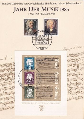 BRD/DDR - Bonn/Berlin 1985 Jahr der Musik 300. Geb. Händel/Bach Schmuckblatt