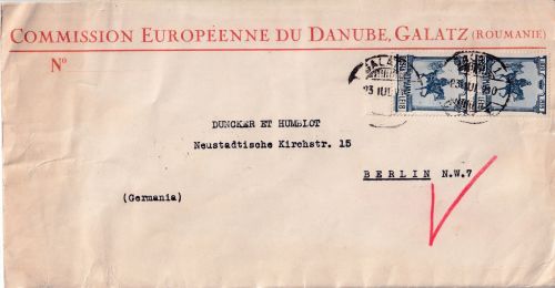 Rumänien - 2x8 L. 100. Geb. König Karl I. Brief Galata - Berlin 1940 Absender !
