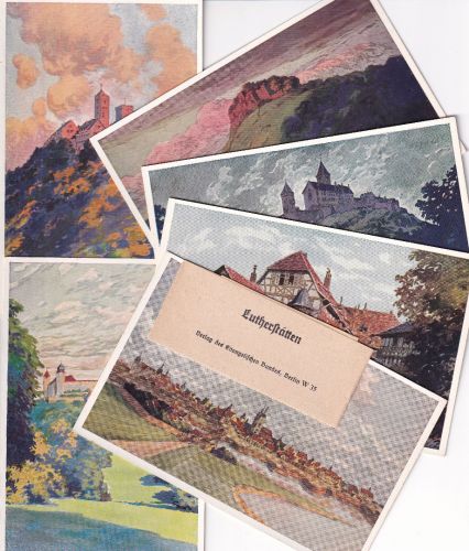 Religion - Luther Wirkungsstätten (Wartburg, Wittenberg etc.) 6 farb Künstler-AK