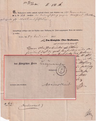 Preussen - Trier 5/1 K2 Herrschaftl. Justiz-Dienstsache n. Manderscheid 1843