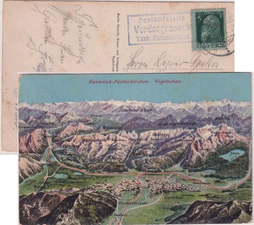 Bayern - Vordergraseck T. Partenkirchen Posthilfstelle-Ra3 Ansichtskarte 1913